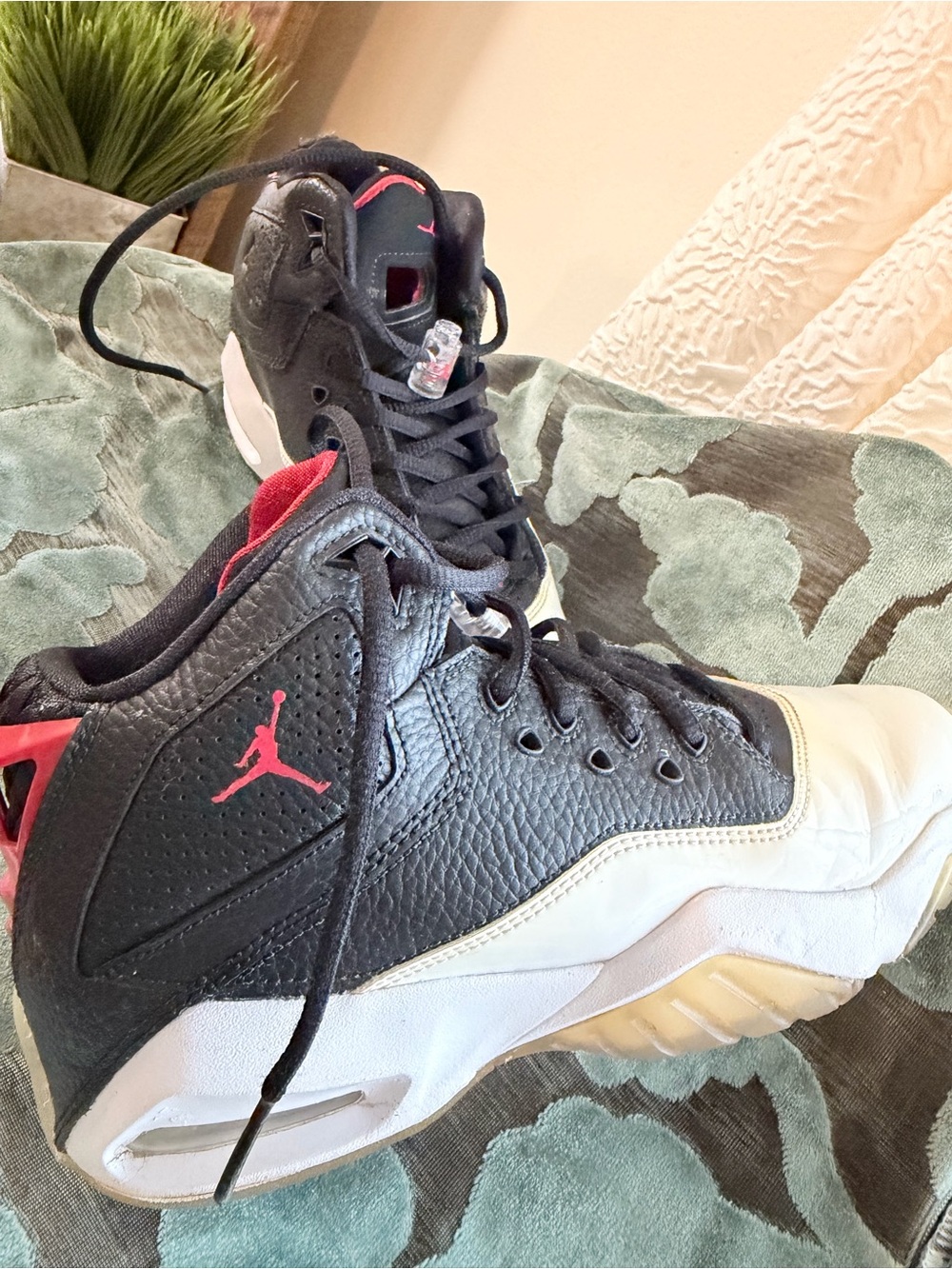 Jordan Kids Black White Red Basketball Sneakers